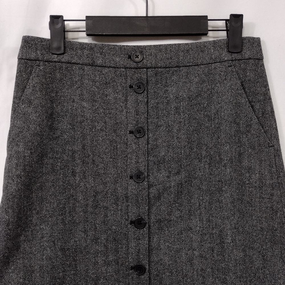 NWT J.Crew Wool Blend Herringbone A-Line Skirt Wimens 2 Gray Office Career 90s - Picture 3 of 11